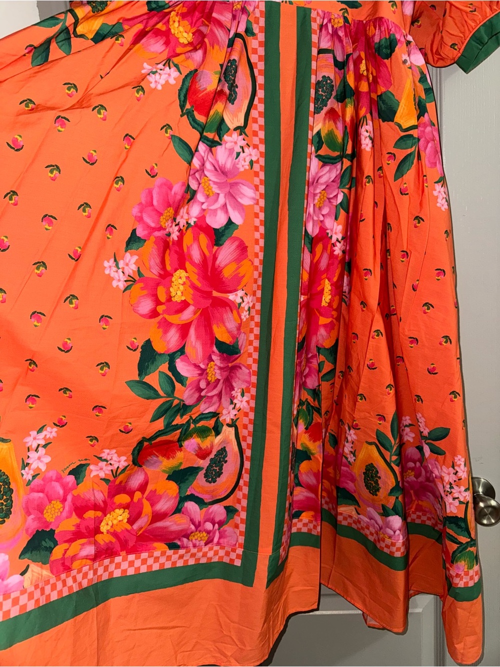 Farm Rio Orange Fruit Garden Scarf Midi Dress - Picture 8 of 8